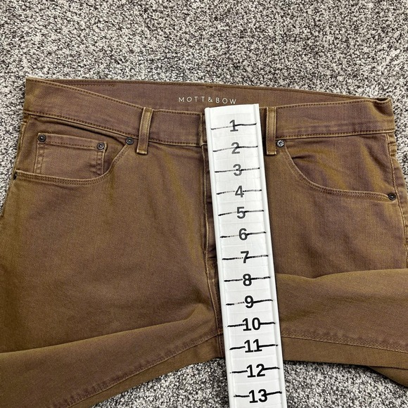 Mott & Bow Jeans Mens 34x29 Beige Straight Leg Stretch Denim Pants Casual Fit - Picture 6 of 11